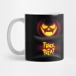 Pumpkin glowing face t-shirt. Cool gift on Halloween. Scary and funny glowing Halloween pumpkin face. Mug